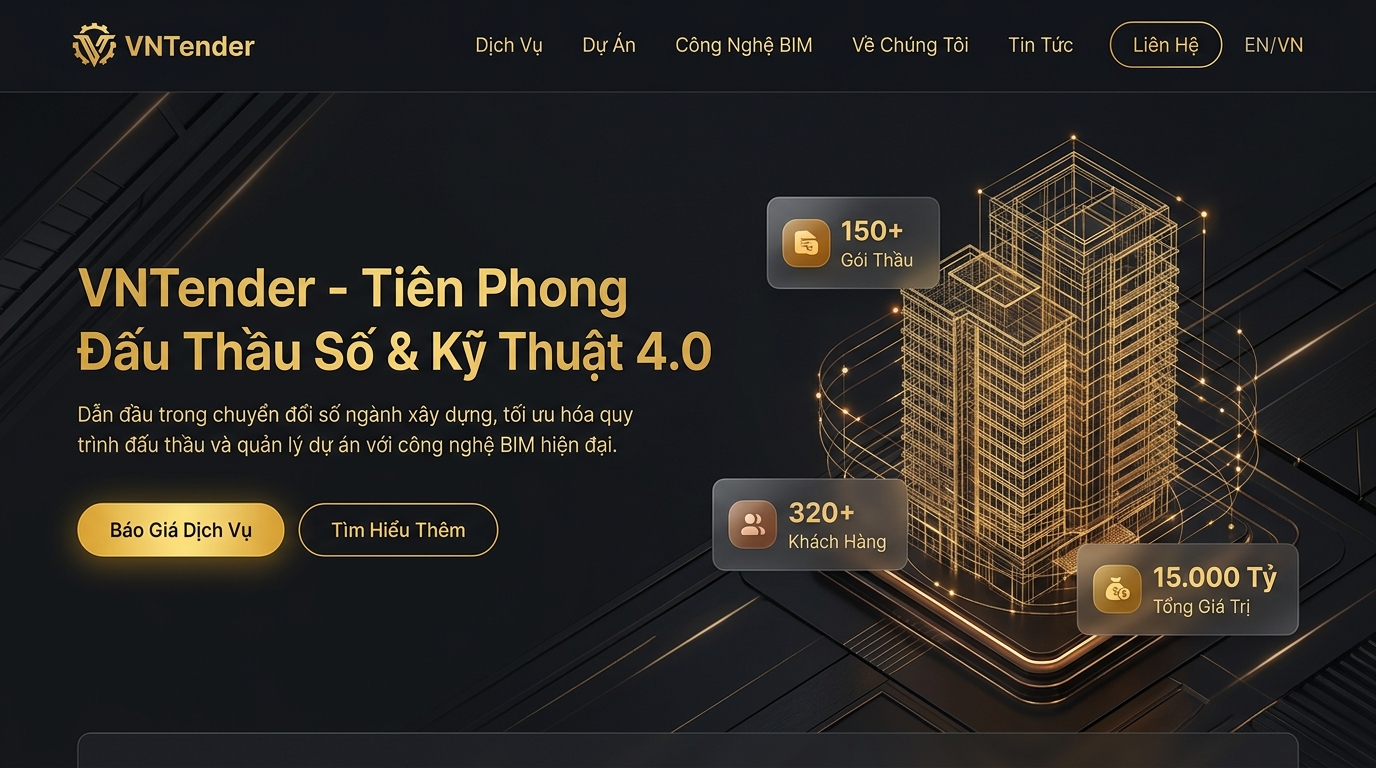 Mô hình phối hợp công nghệ BIM 4D và số hóa đấu thầu VNTender
